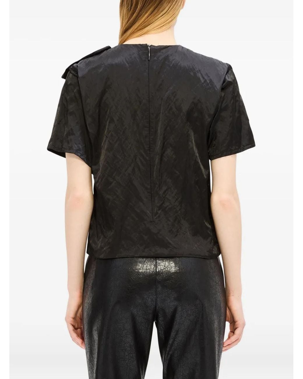MSGM Black Ruffled Blouse
