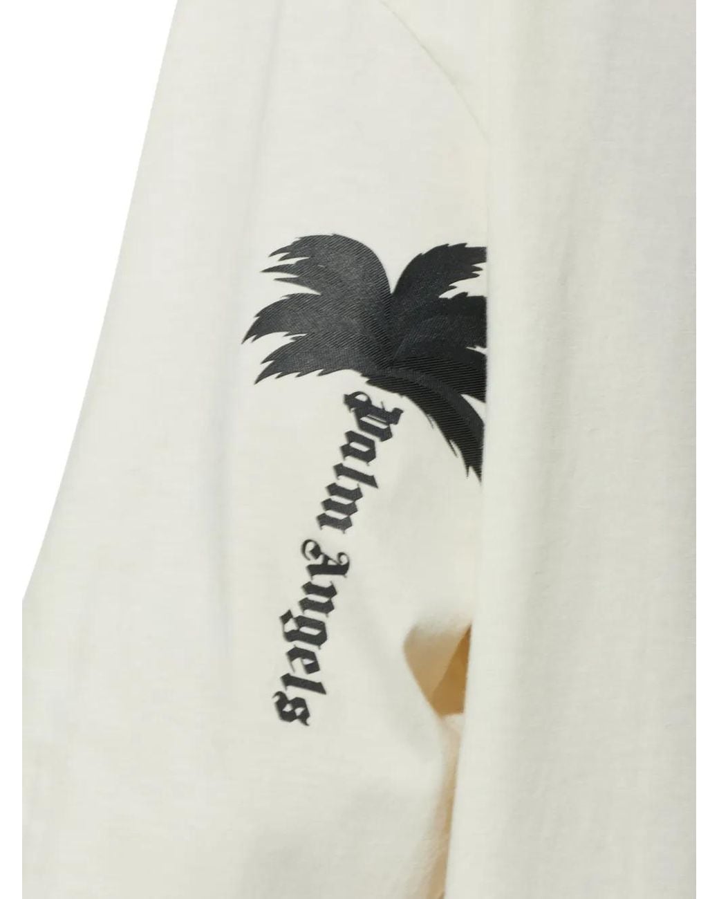 Palm Angels White Logo-Print Long-Sleeved T-Shirt for men