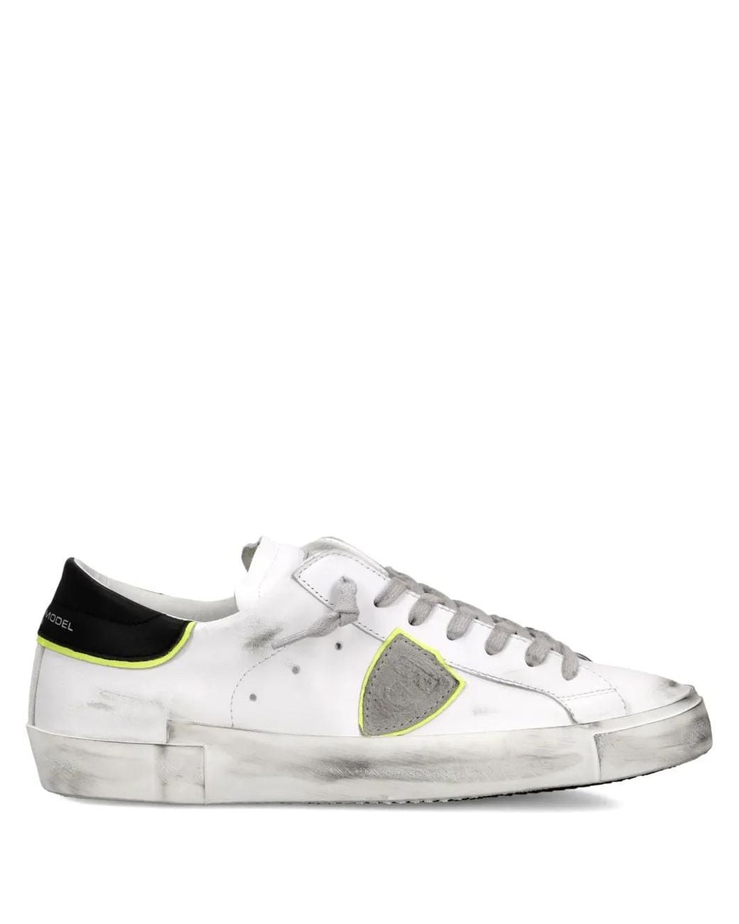 Philippe Model White Worn-Look Low-Top Sneakers for men