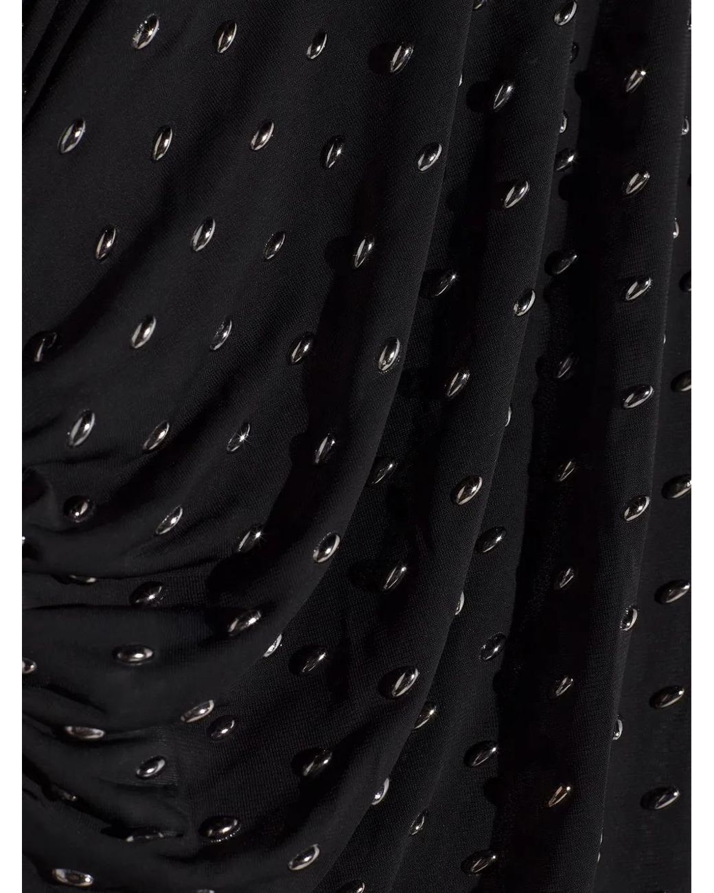 Mugler Black Embellished High-Neck Midi Dress