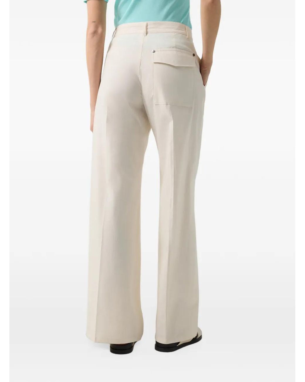 Bogner White Amy Pleated Wide-Leg Trousers