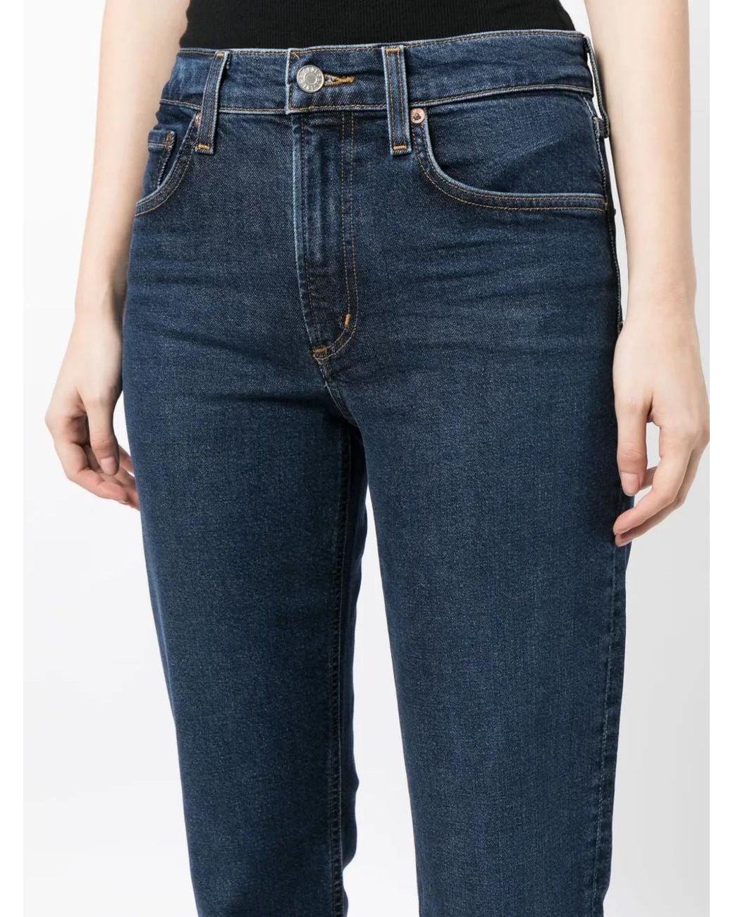 Agolde Blue Kye Straight-Leg Cropped Jeans