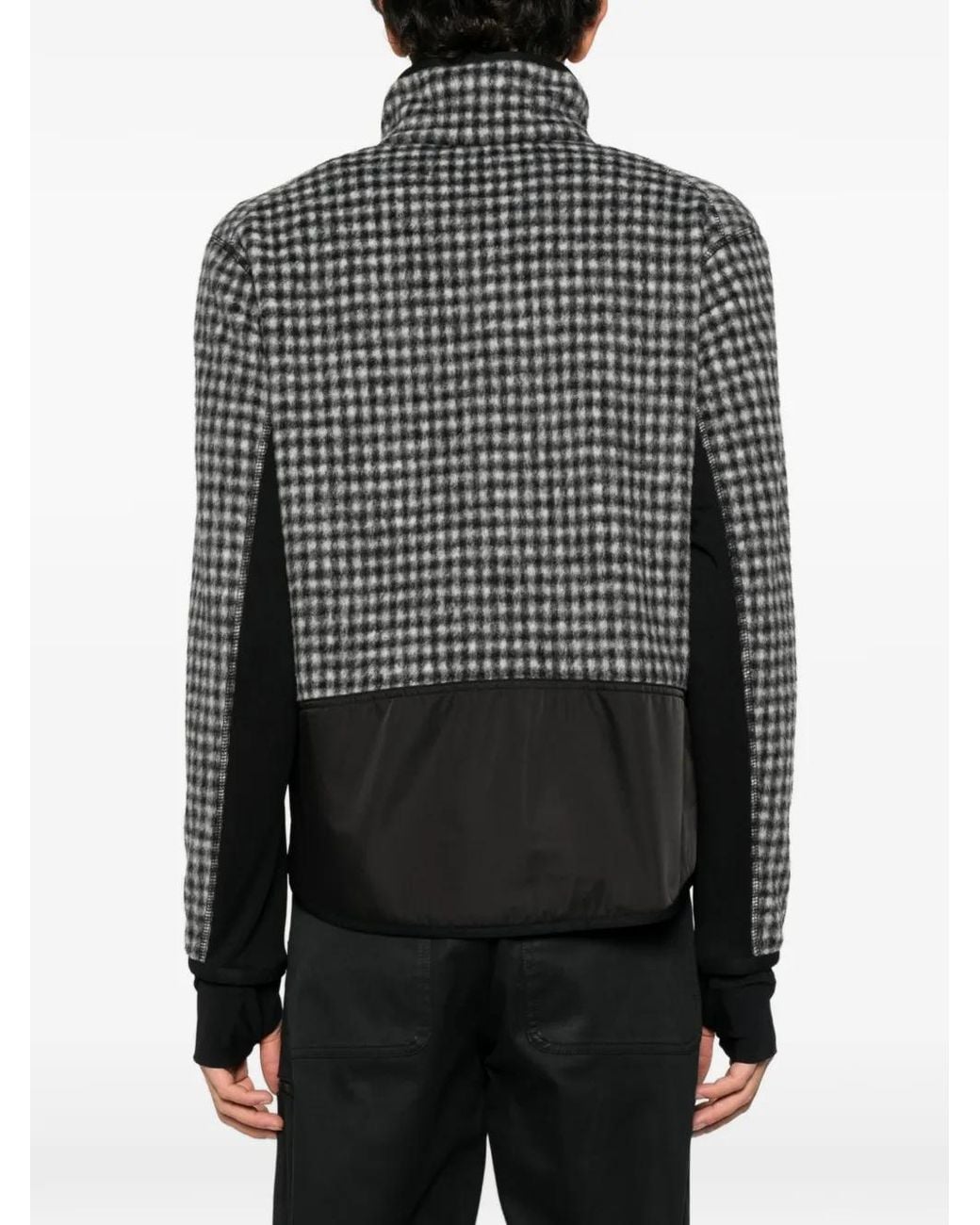 Moncler Gray Vichy Checked-Pattern Zip-Up Jacket for men