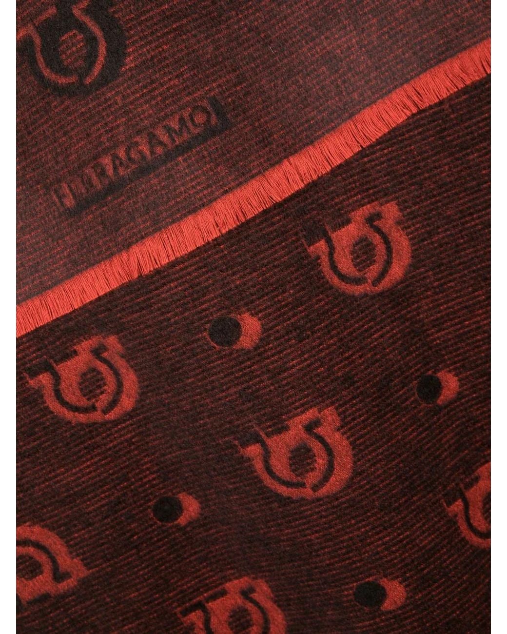 Ferragamo Brown Patterned-Jacquard Silk Scarf