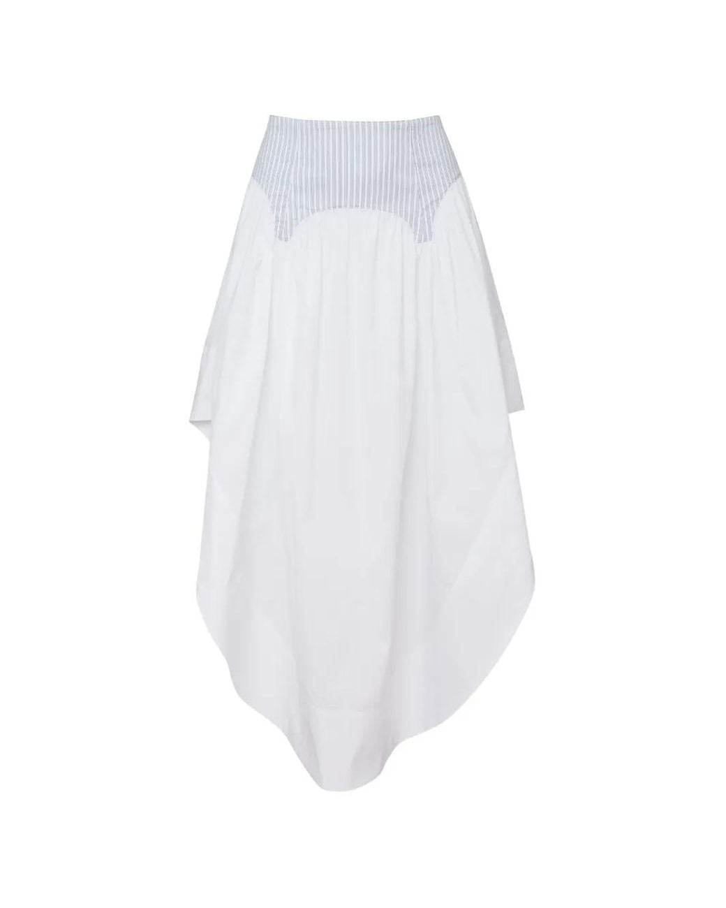 Fleur du Mal White Poplin Garter Asymmetric Skirt