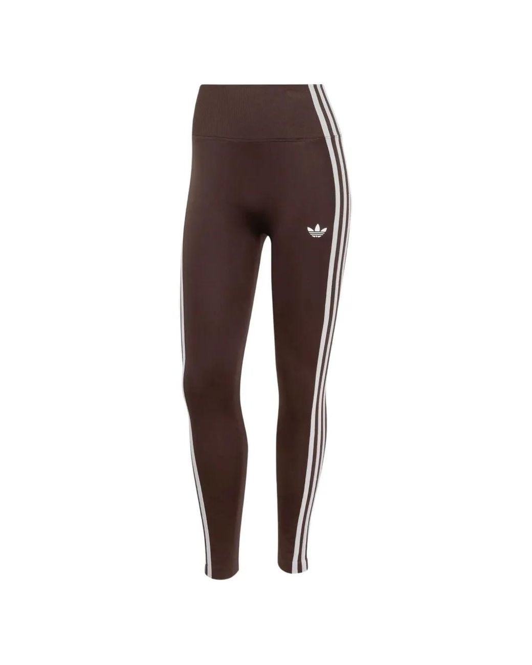 Adidas Brown Logo-Print Side-Stripe Leggings