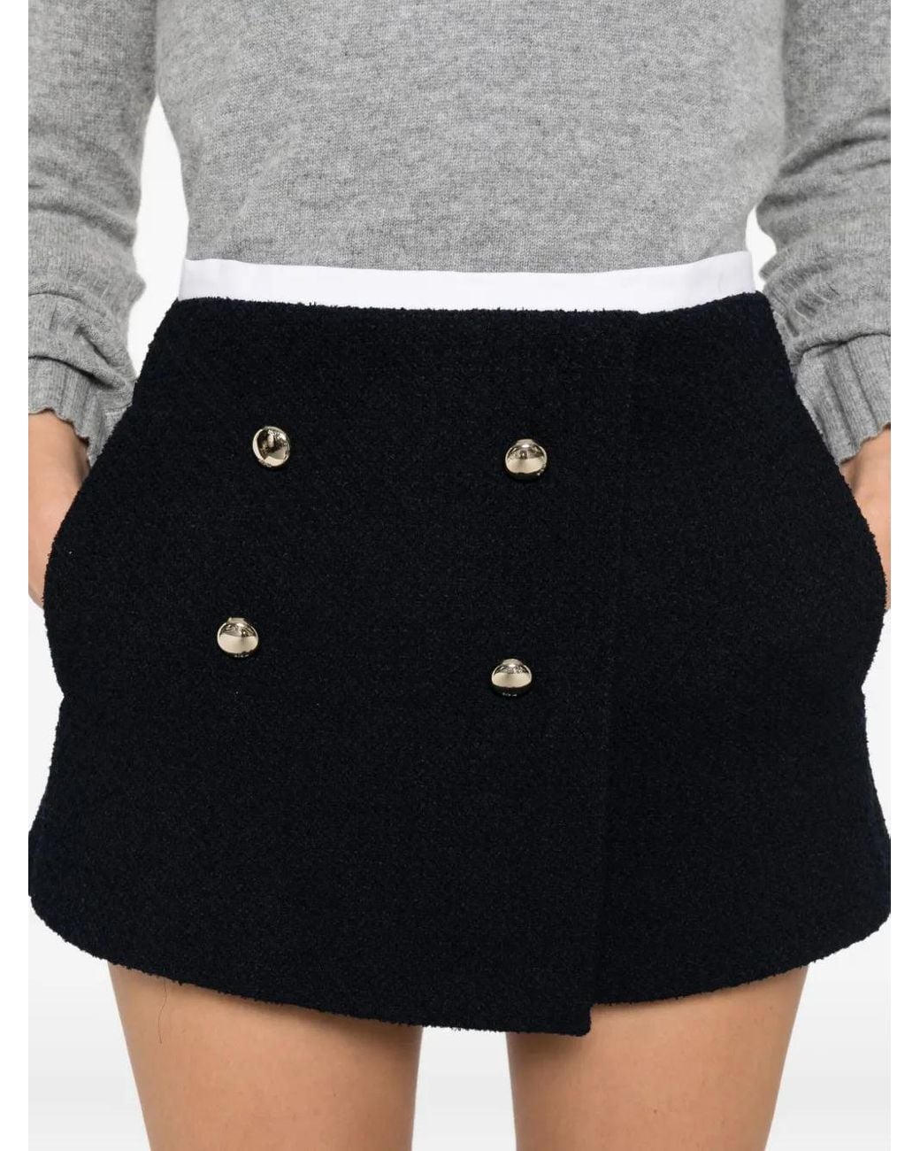 Maje Shorts Met Dubbele Rij Knopen En Knoop in het Black