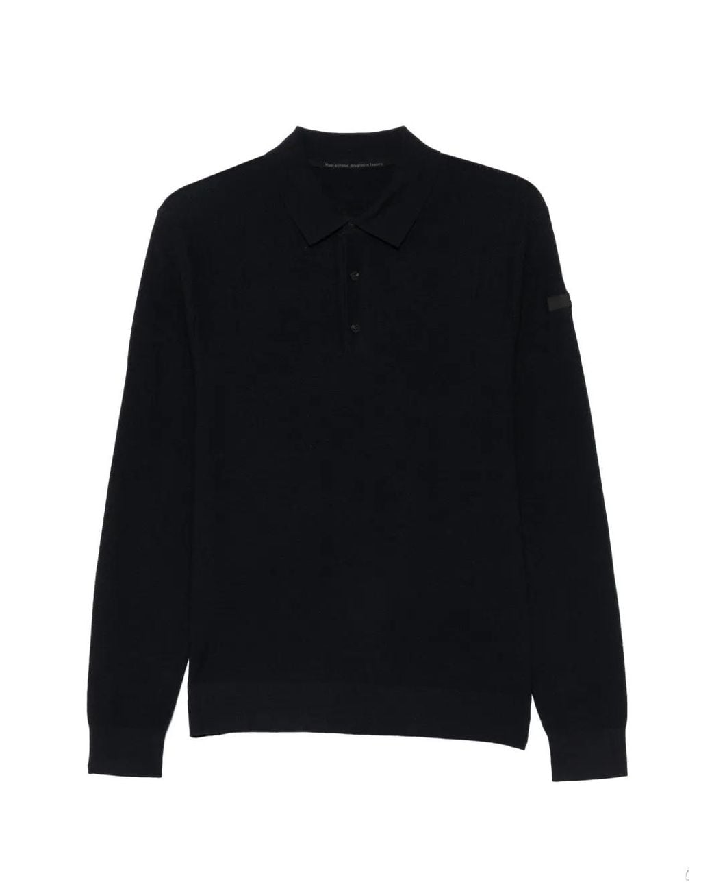 Rrd Black Polo-Collar Long-Sleeve Sweater for men