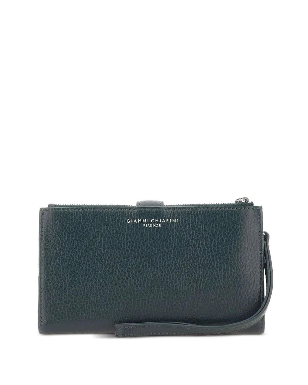 Gianni Chiarini Gray Dollaro Pebbled Leather Wallet