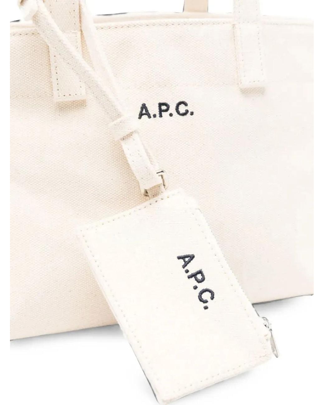 A.P.C. White Small Le Drummer Logo-Print Tote Bag
