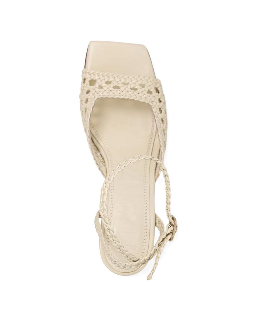 Souliers Martinez White Sandales Lea Tressées À Bride À La Cheville