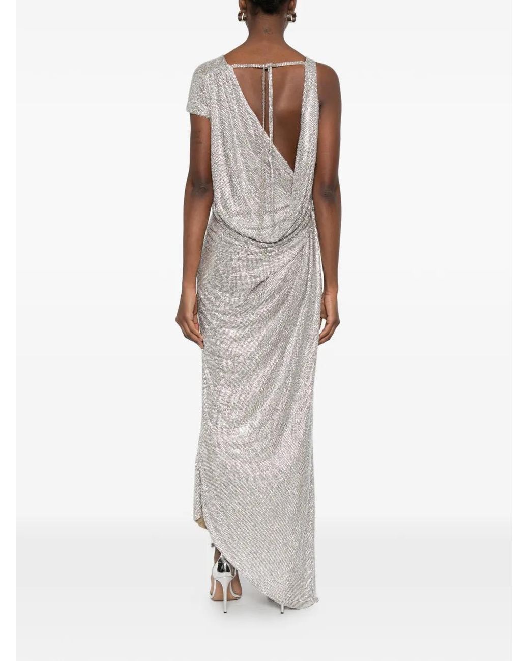 GIUSEPPE DI MORABITO White Cowl Asymmetric Dress