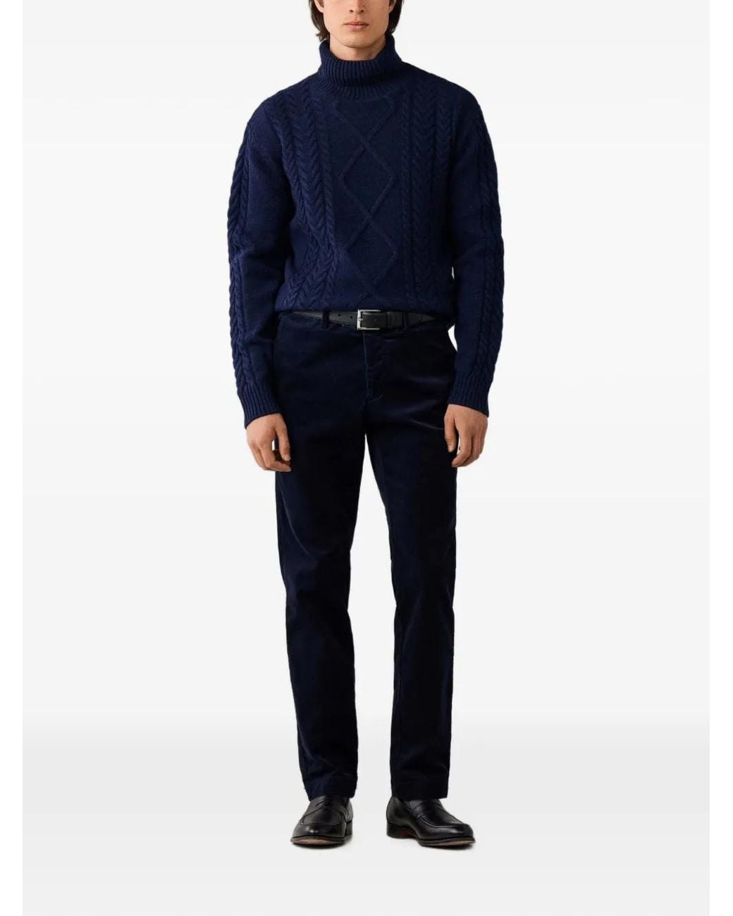Hackett Blue Argyle Cable-Knit Sweater for men