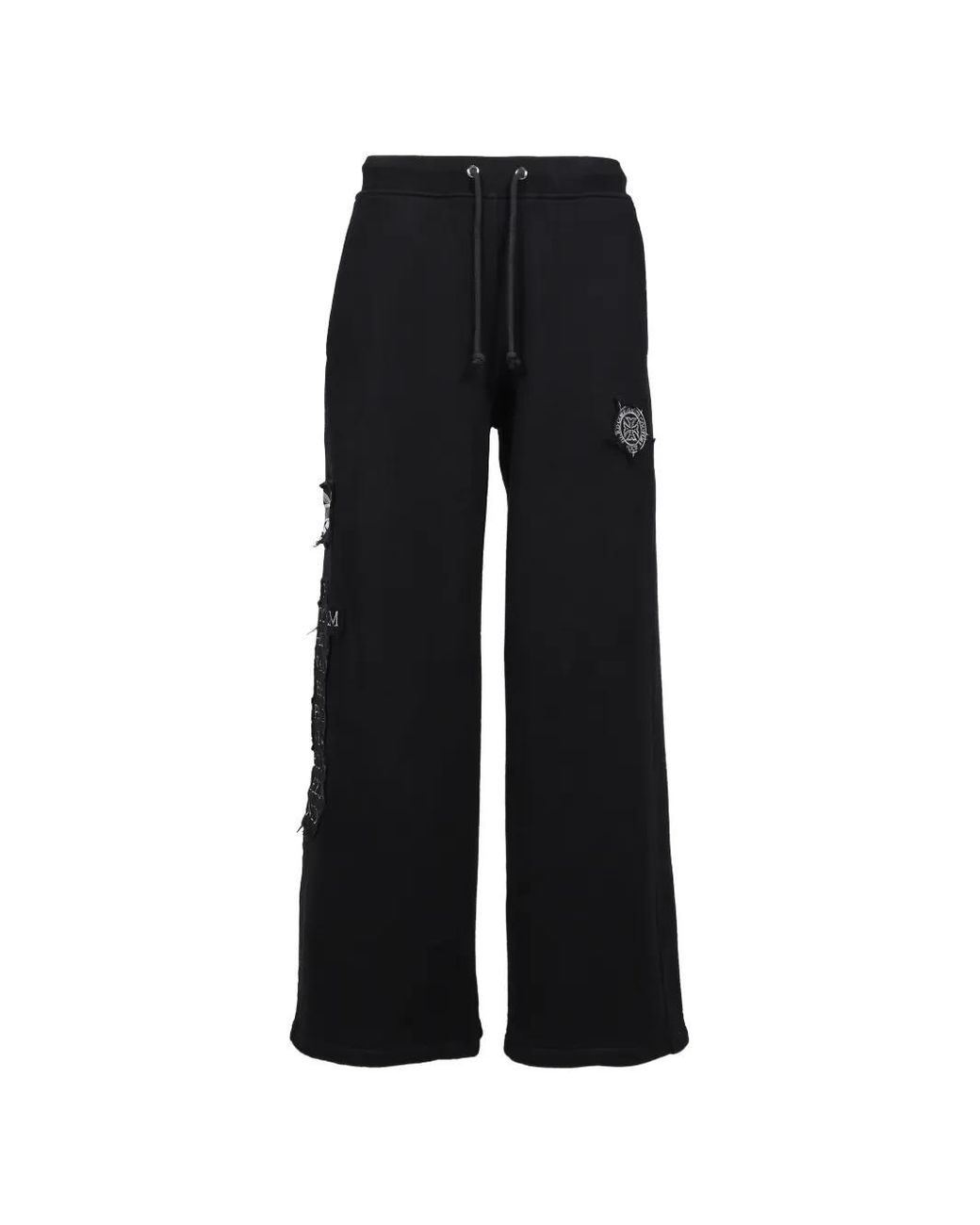 N. Hoolywood Black Euro Tripped Patched Track Pants for men