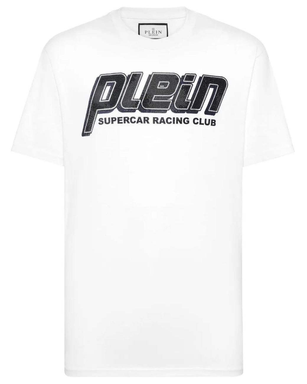 Philipp Plein White Strass Racing Club T-Shirt for men