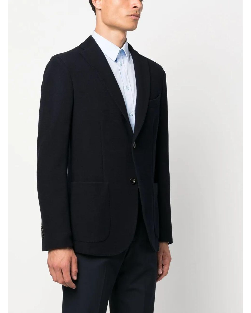 Boglioli Blue Single-Breasted Wool Blazer for men