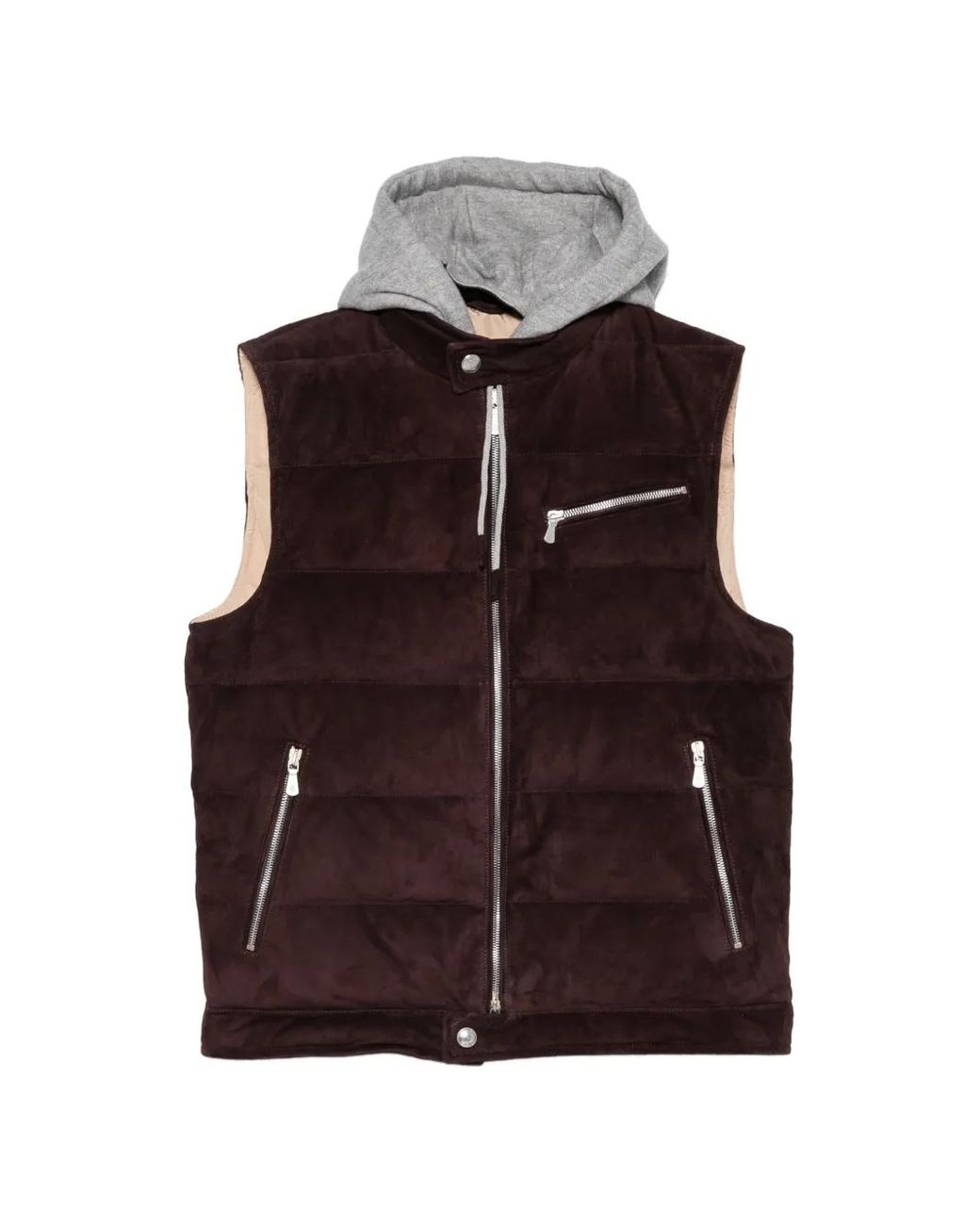 Eleventy Purple Quilted Hooded Gilet for men