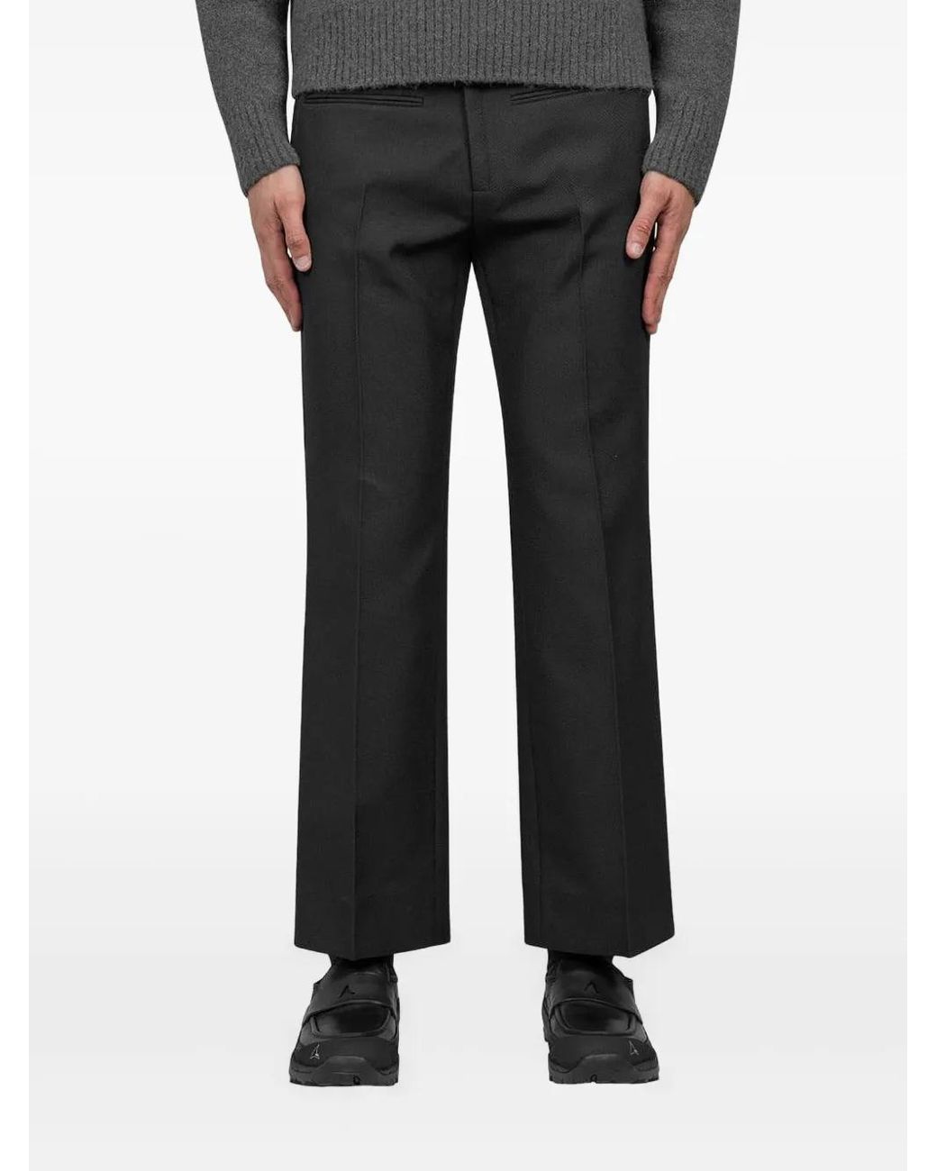 Courreges Black Pressed-Crease Trousers for men