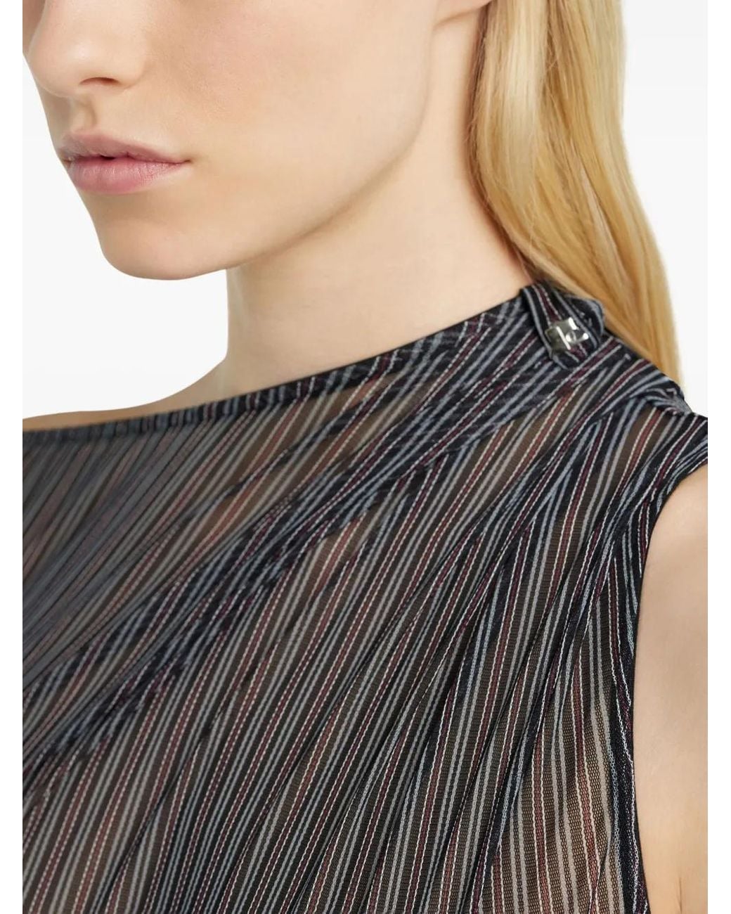 Courreges Gestreepte Mesh Top in het Gray