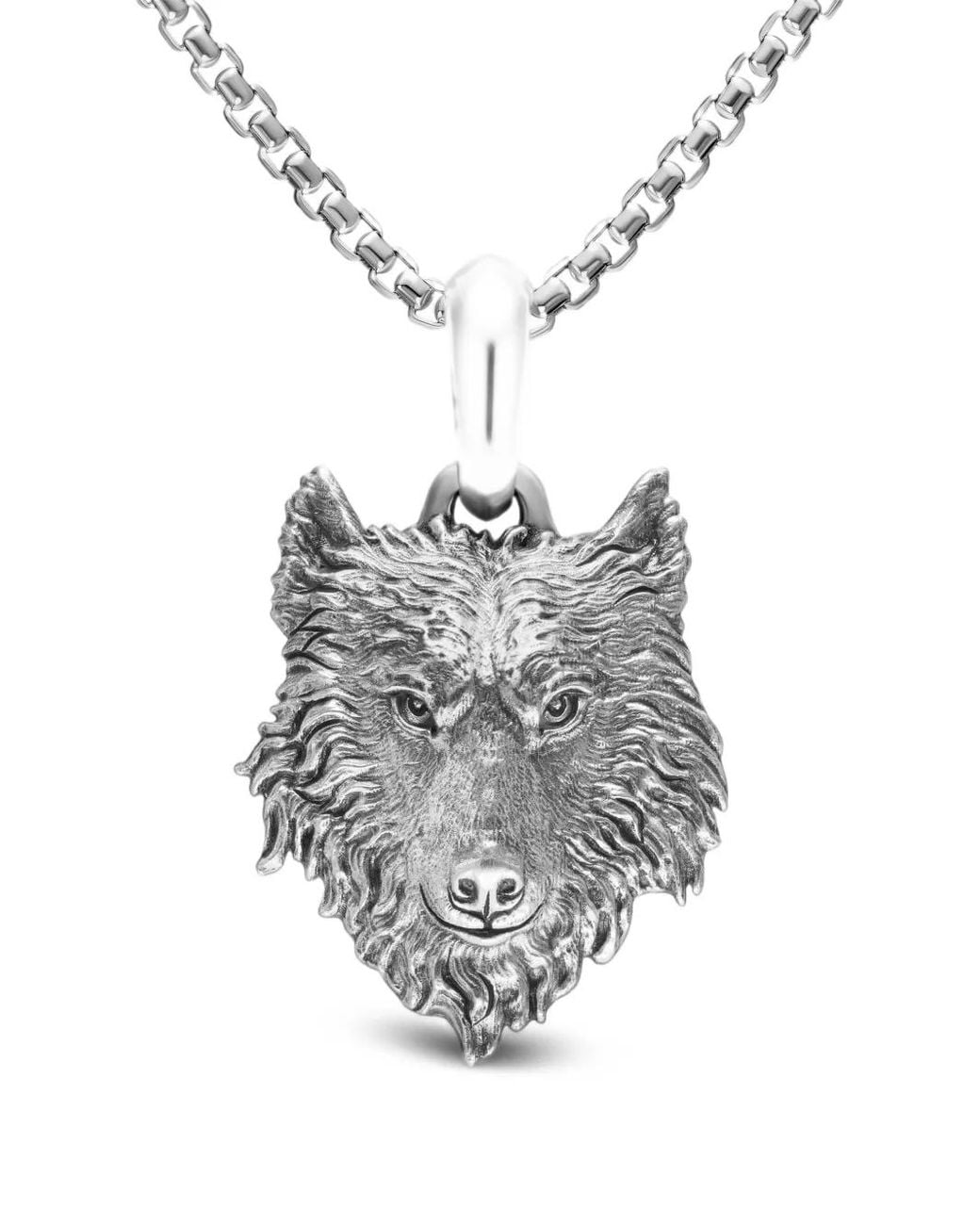 David Yurman White Petrvs Wolf Amulet Necklace for men