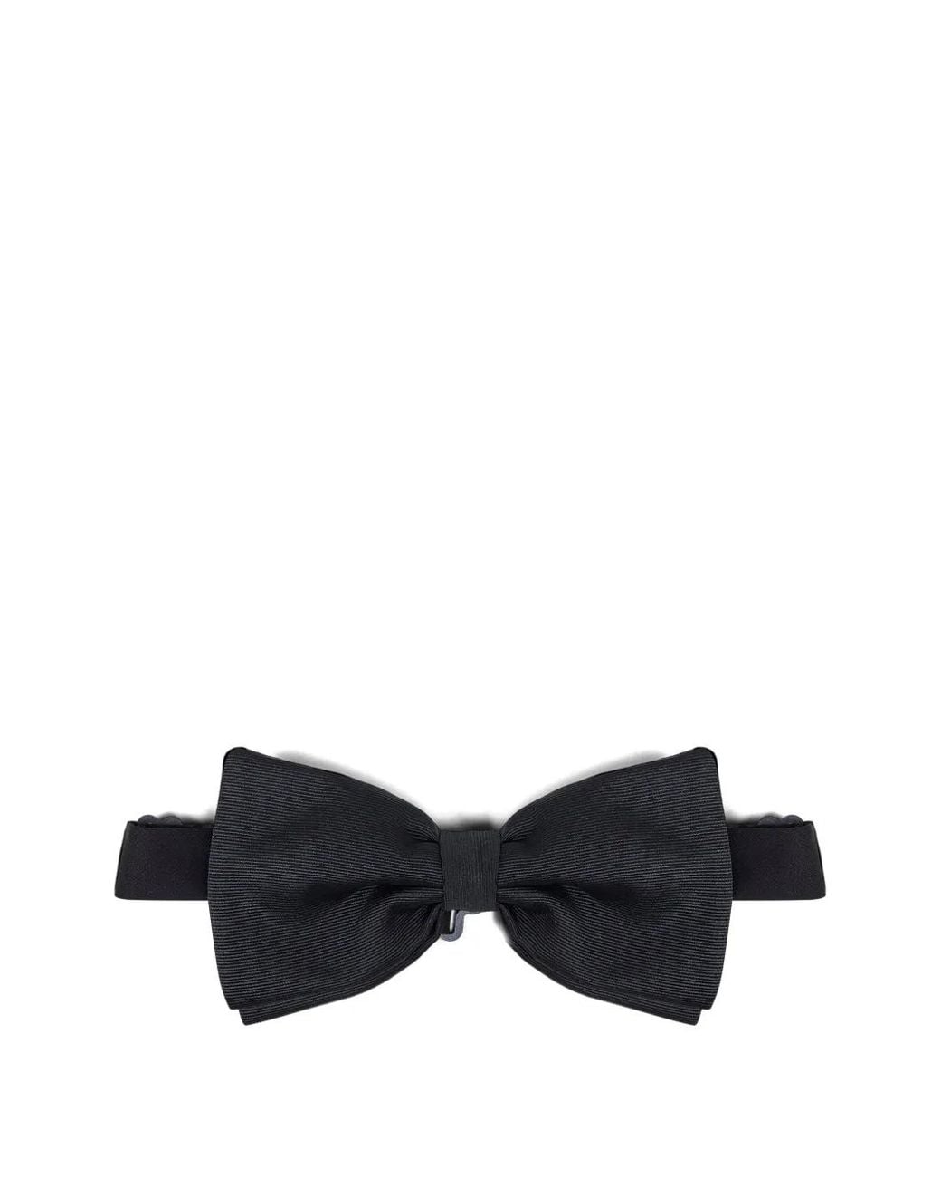 D4.0 Black Pre-Tied Ribbed Bow Tie for men