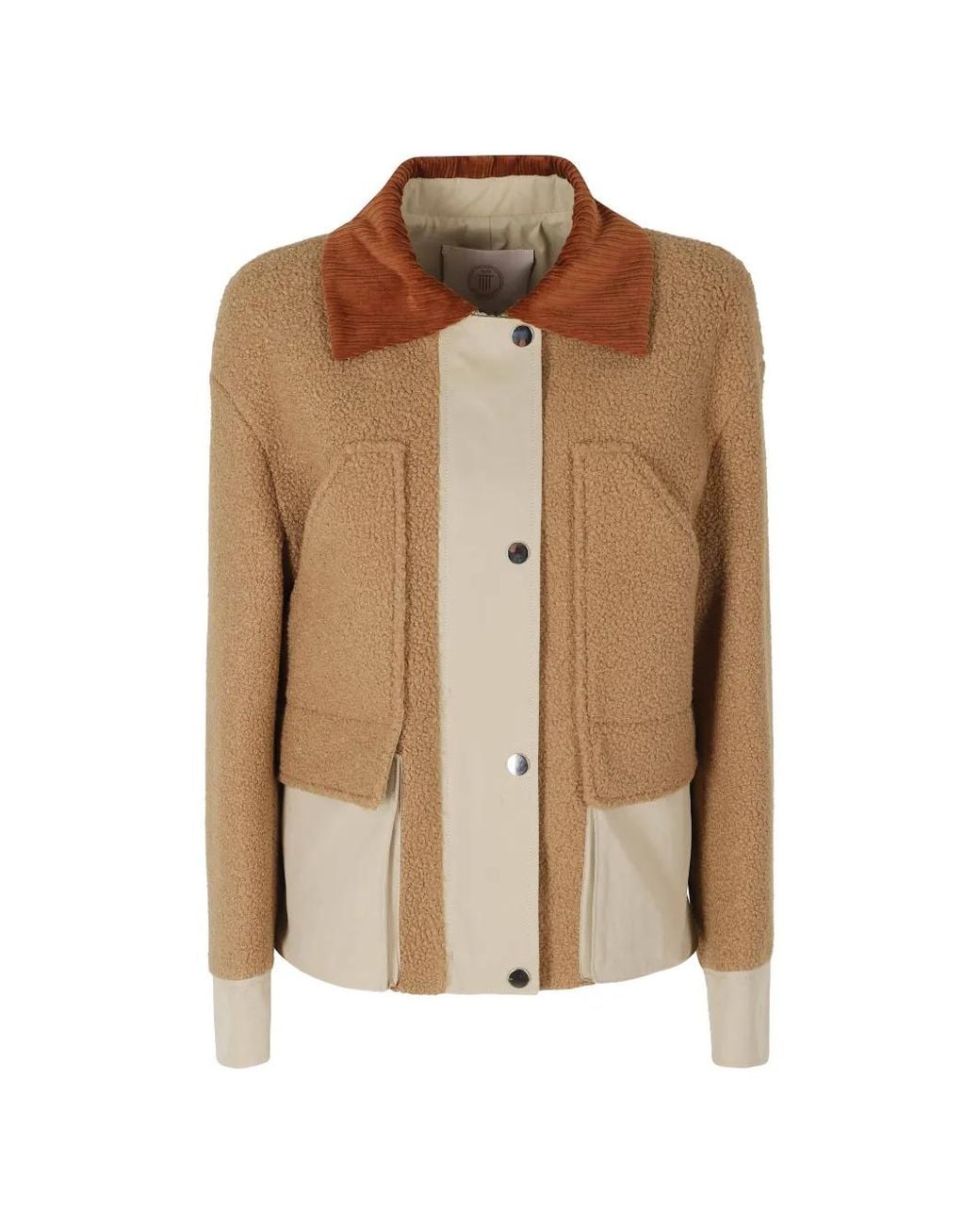 Tela Brown Corduroy-Collar Faux-Shearling Jacket