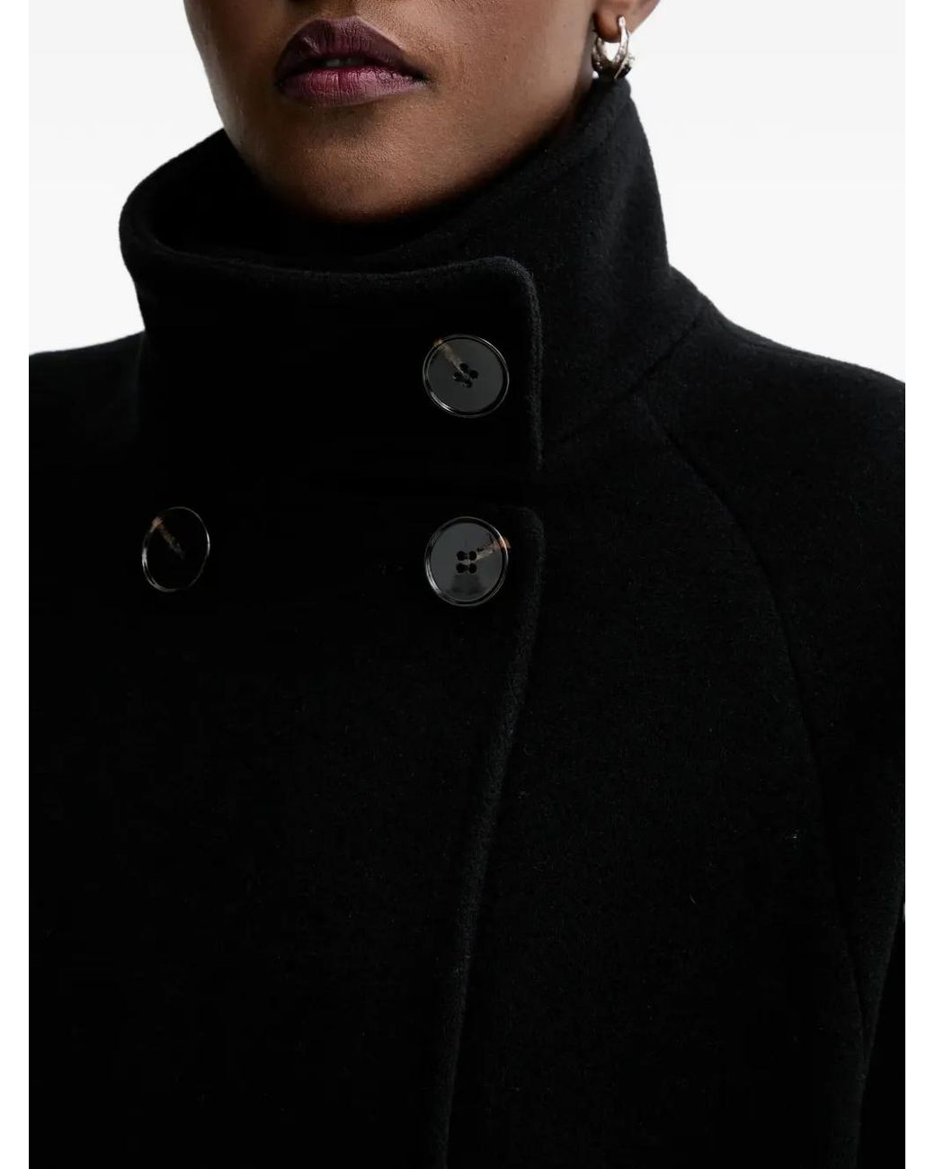 Sessun Black Wool Blend Double-Breasted Coat