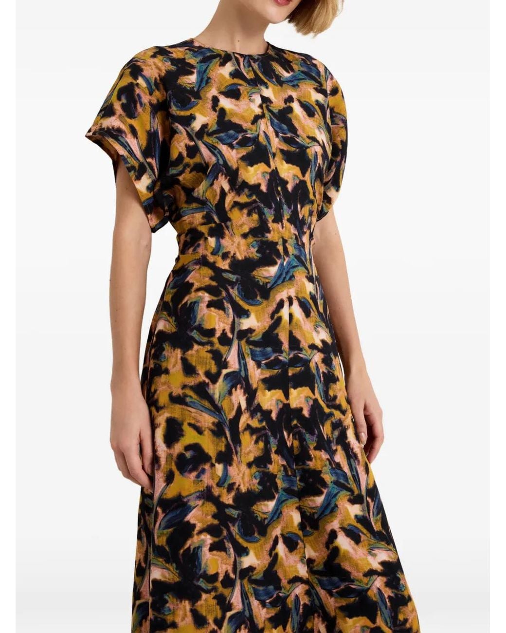 Marie Oliver Yellow Kamari Abstract-Print Maxi Dress