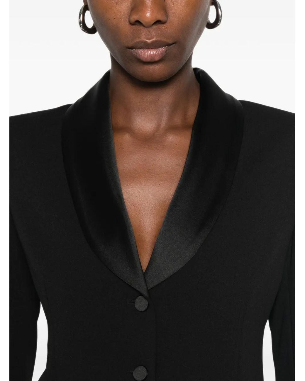 Imperial Black Satin-Trim Single-Breasted Jacket
