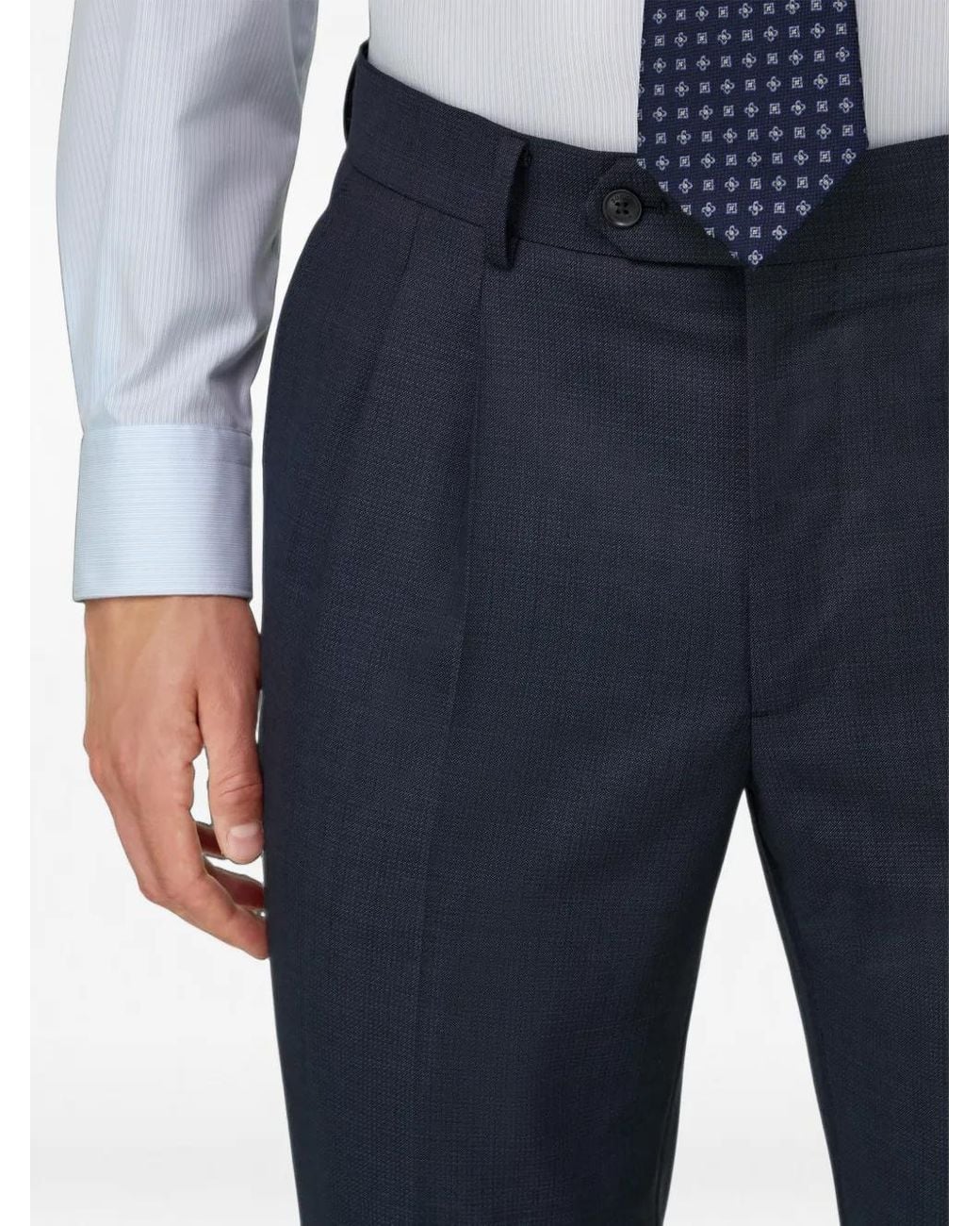 Boggi Blue Double-Breasted Pattern Wool Suit for men