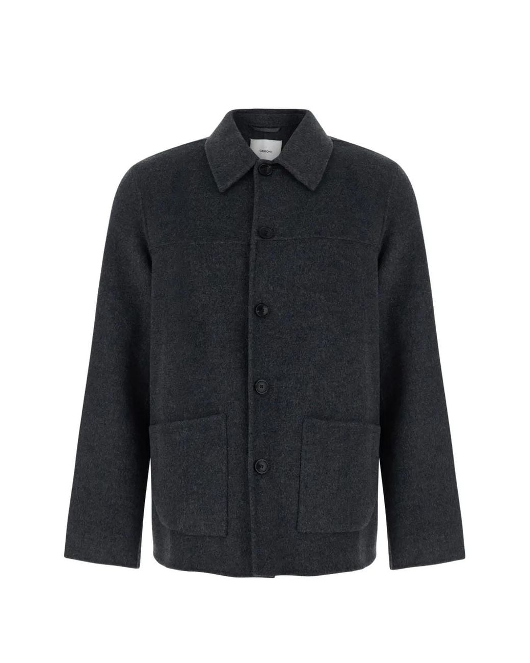 Grifoni Blue Button-Up Patch-Pocket Coat for men