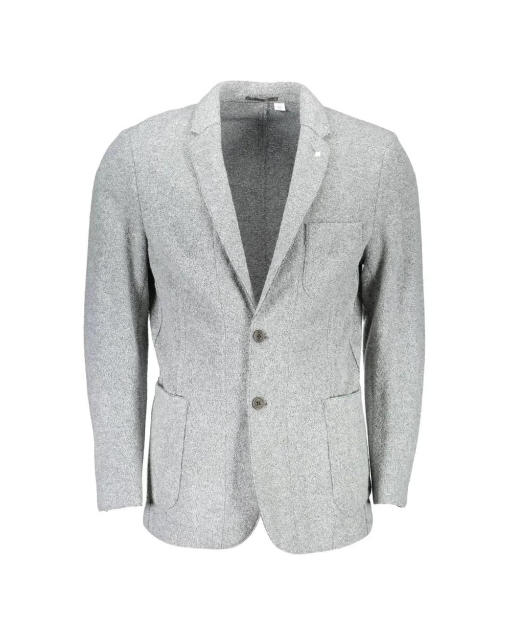 Gant Gray Textured Single-Breasted Blazer for men