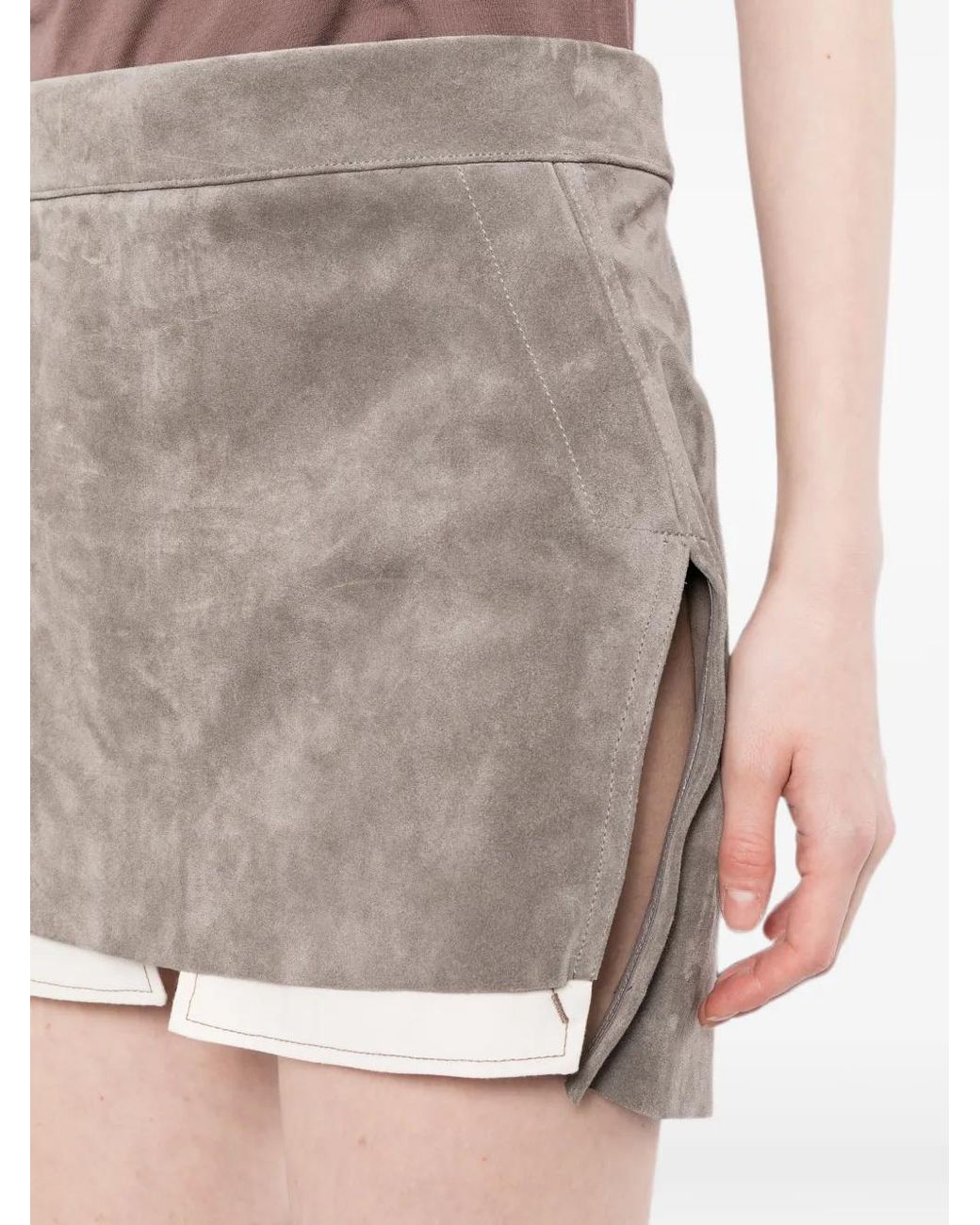 Rick Owens Gray Fog Cutoff Mini Skirt