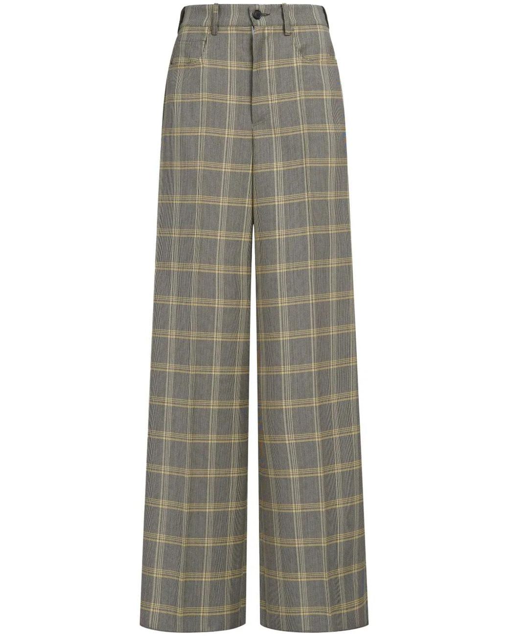 Marni Gray Check-Pattern Palazzo Pants