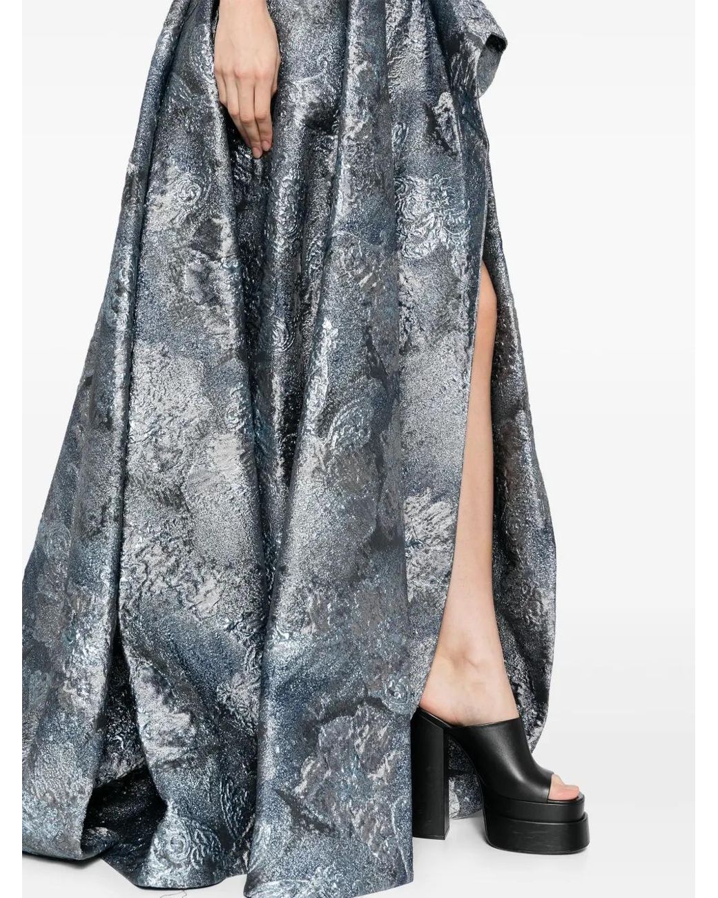 Saiid Kobeisy Blue Brocade Long Dress