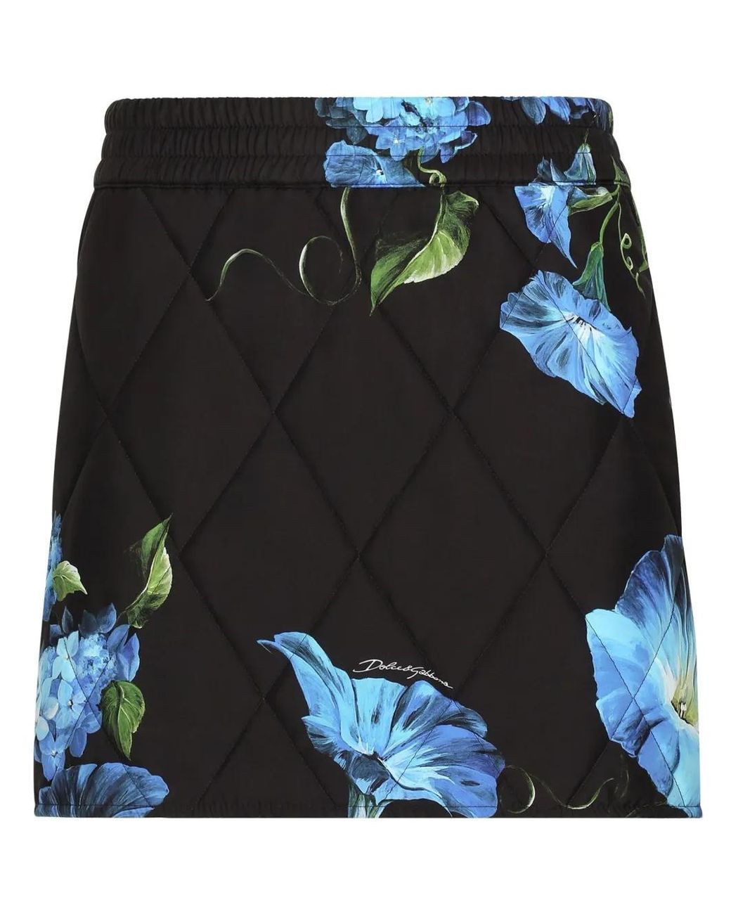 Dolce & Gabbana Black Floral-Print High-Waisted Miniskirt
