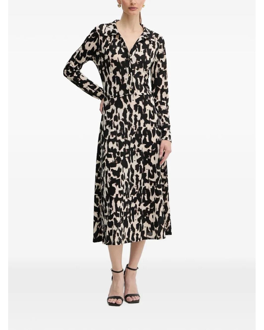 Morgan White Printed Midi Shirt Dress