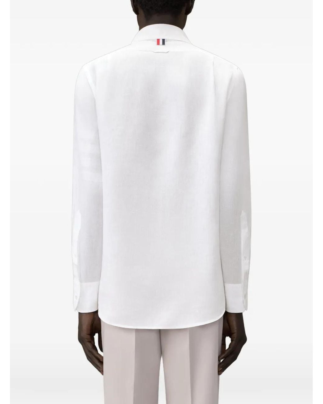 Thom Browne White Linen 4-Bar Shirt for men