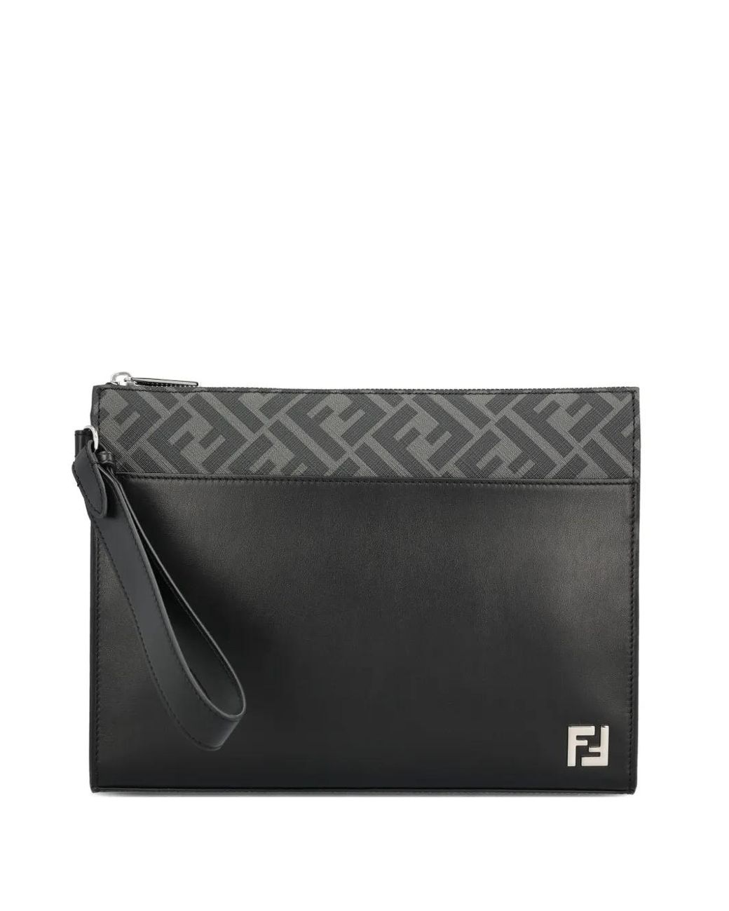 Fendi Gray Ff Squared Clutch for men