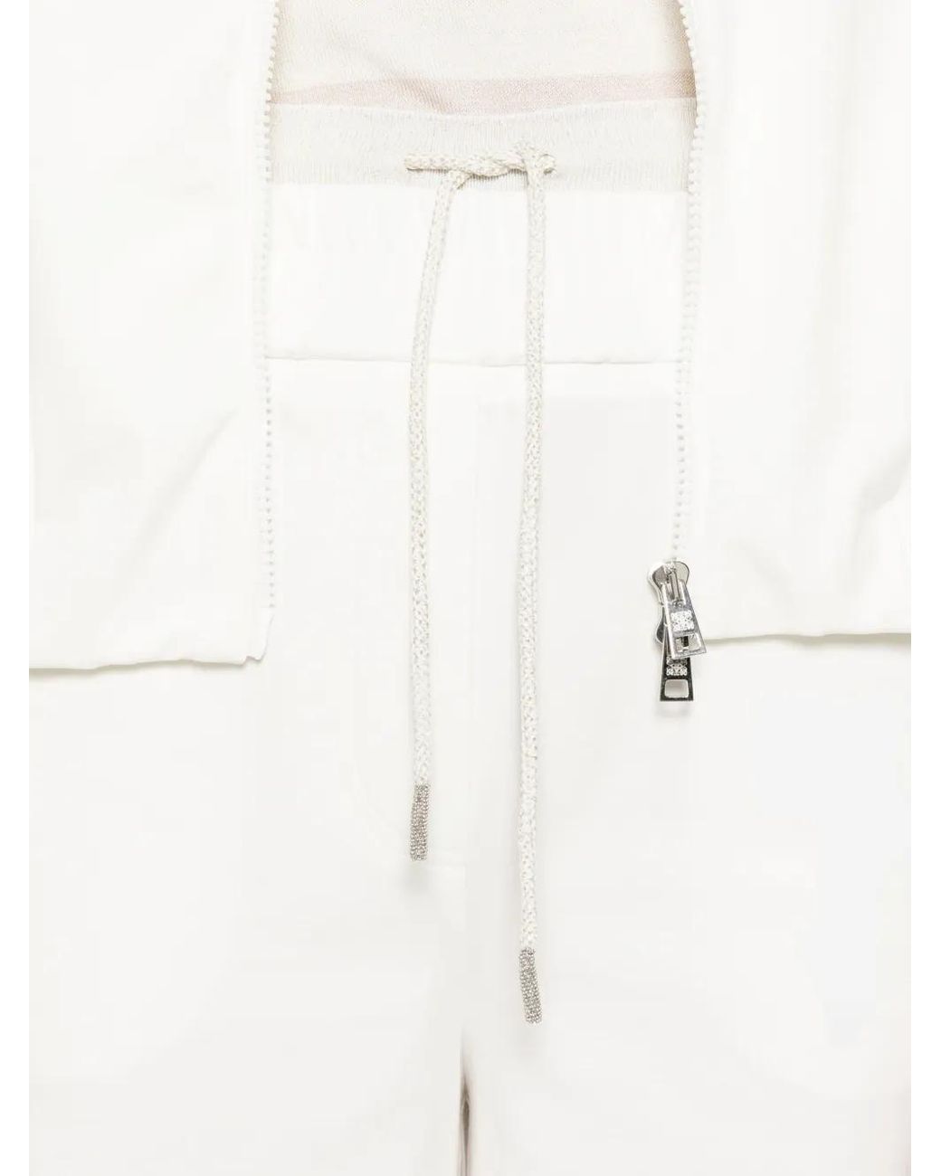 Panicale White Drawstring Wide-Leg Trousers