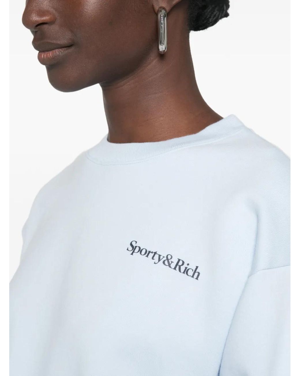 Sporty & Rich Blue Slogan-Print Crew-Neck Sweatshirt