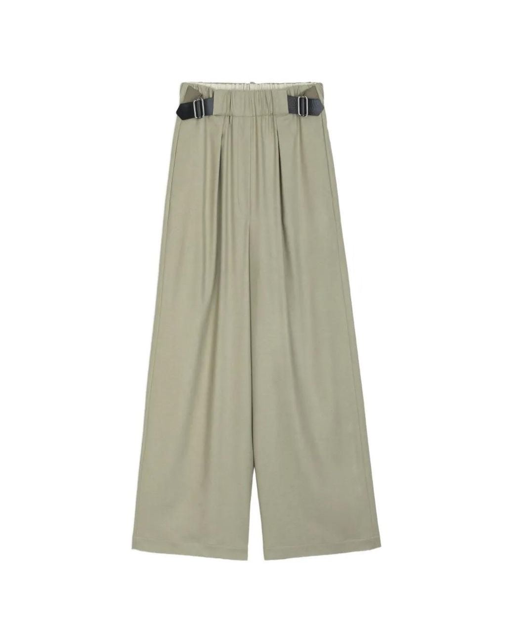 Alysi Green Buckled-Waist Wide-Leg Trousers