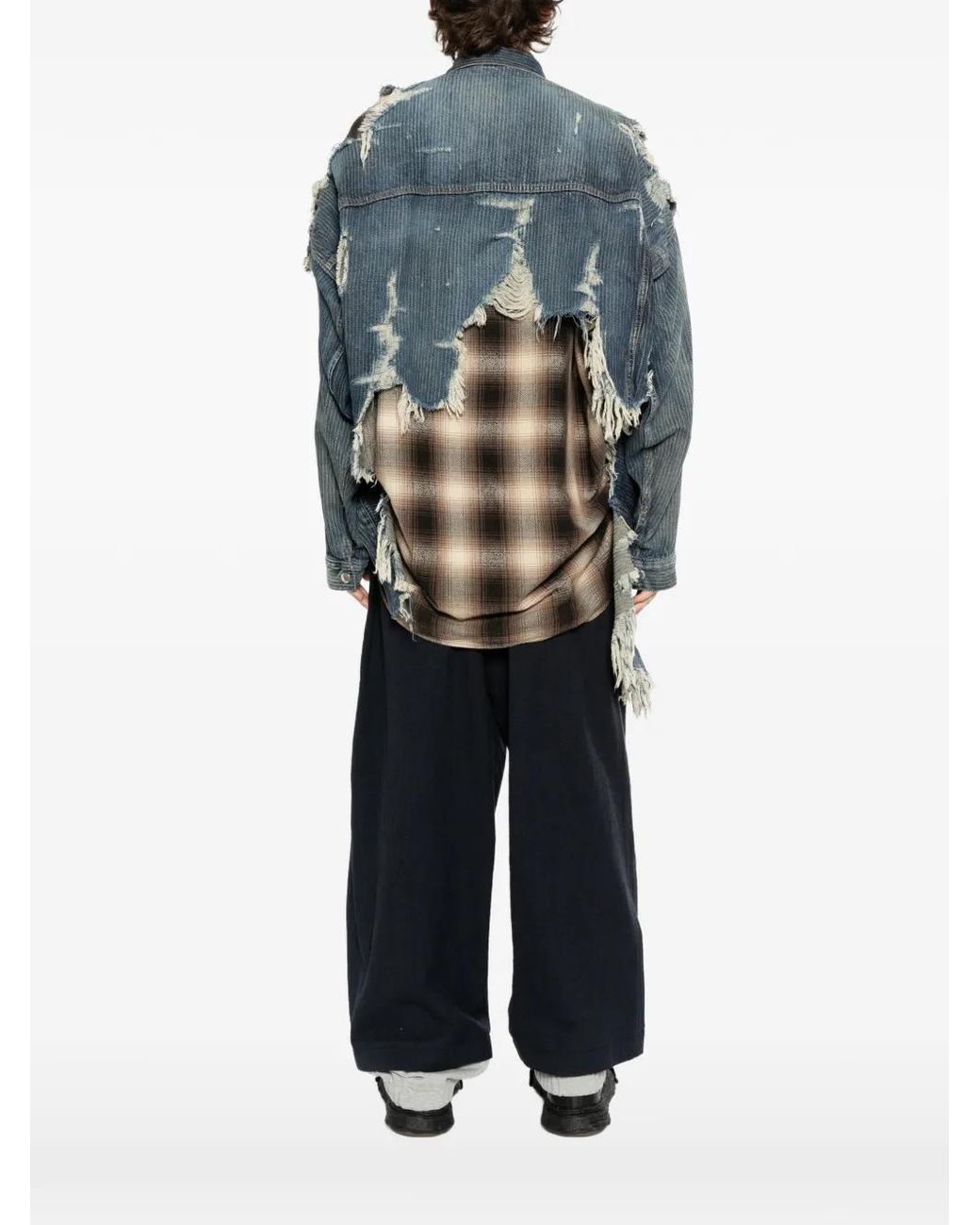 Maison Mihara Yasuhiro Blue Check Shirt Layered Jacket for men