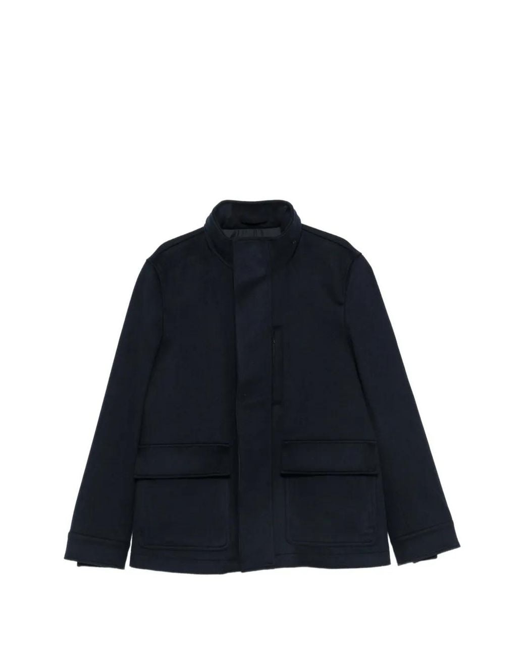 Luigi Bianchi Blue High-Neck Flap-Pocket Jacket for men
