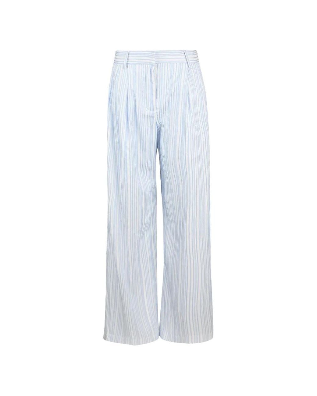 Jonathan Simkhai White Grace Striped Trousers