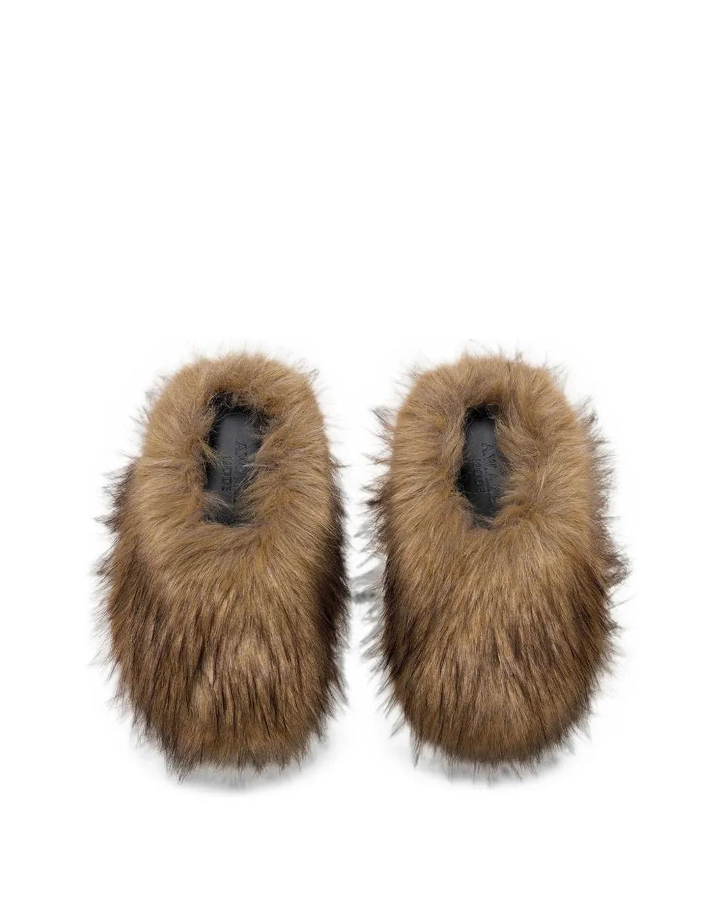 A.W.A.K.E. MODE Brown Fur-Texture Mules