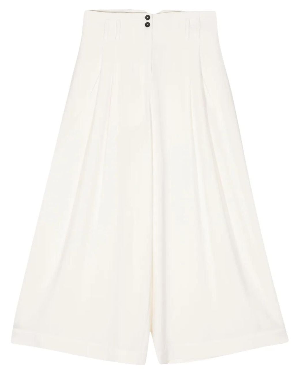 Isabel Benenato White High-Waisted Wool Trousers