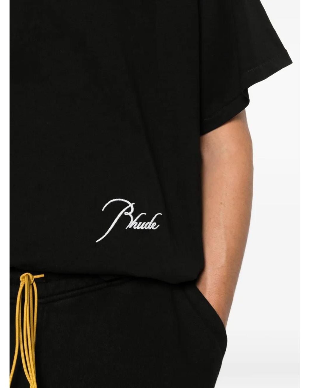 Rhude Black Logo-Embroidered Raglan-Sleeve T-Shirt for men