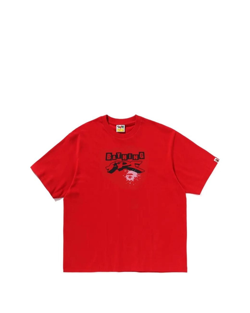 A Bathing Ape Red Graphic-Print Cotton T-Shirt for men
