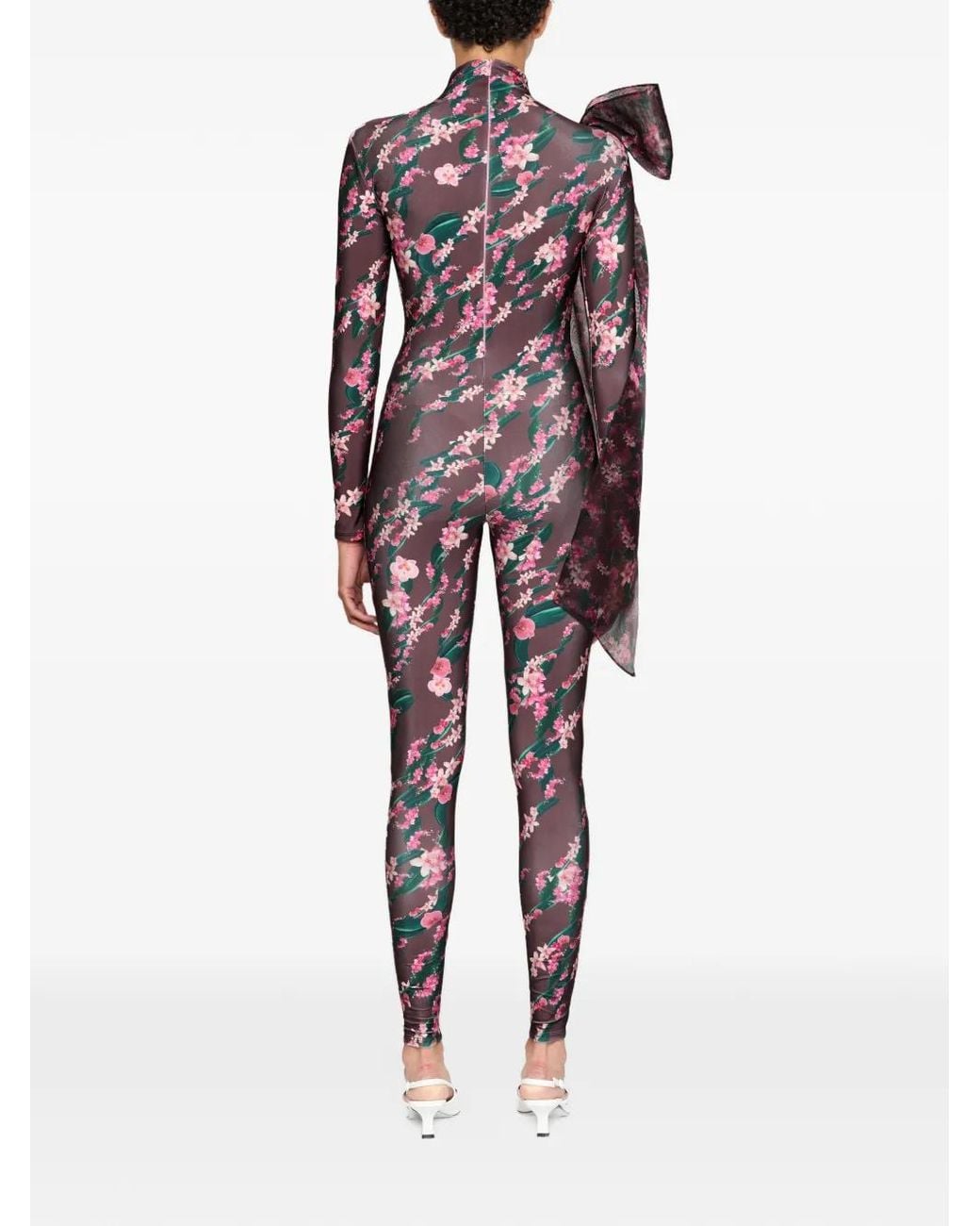 Atu Body Couture Brown Nude Tiger Floral-Print Jumpsuit